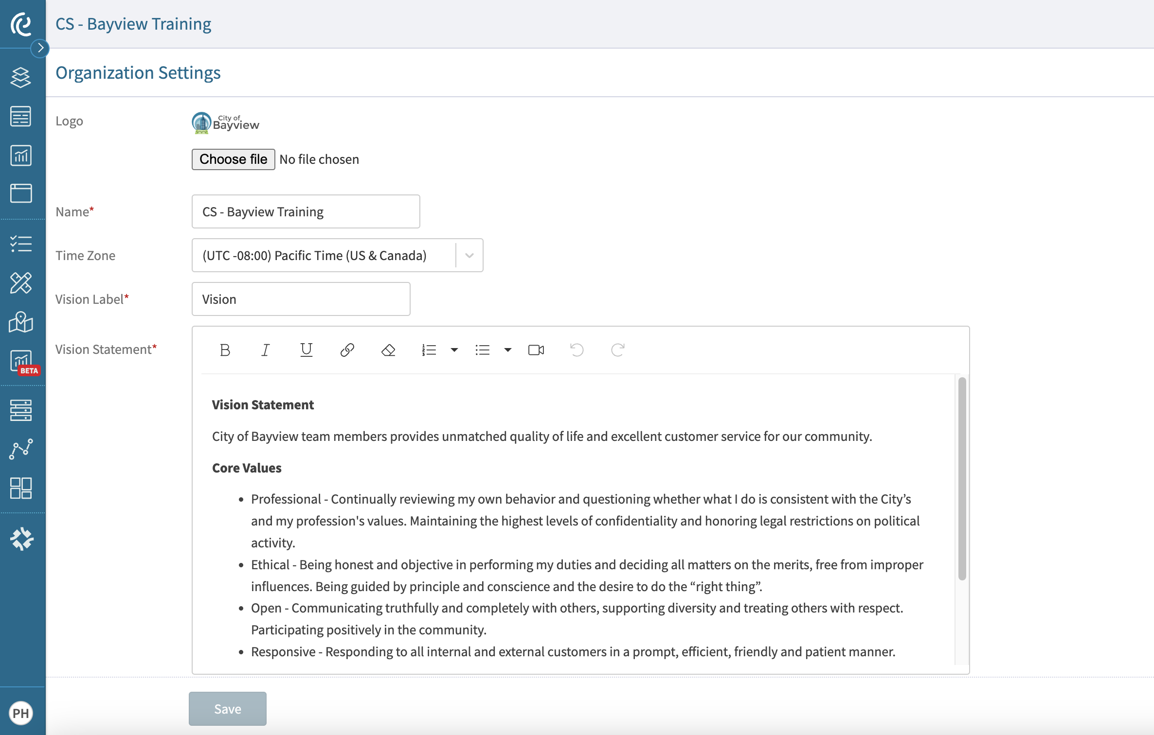 Organzation Settings Page.png